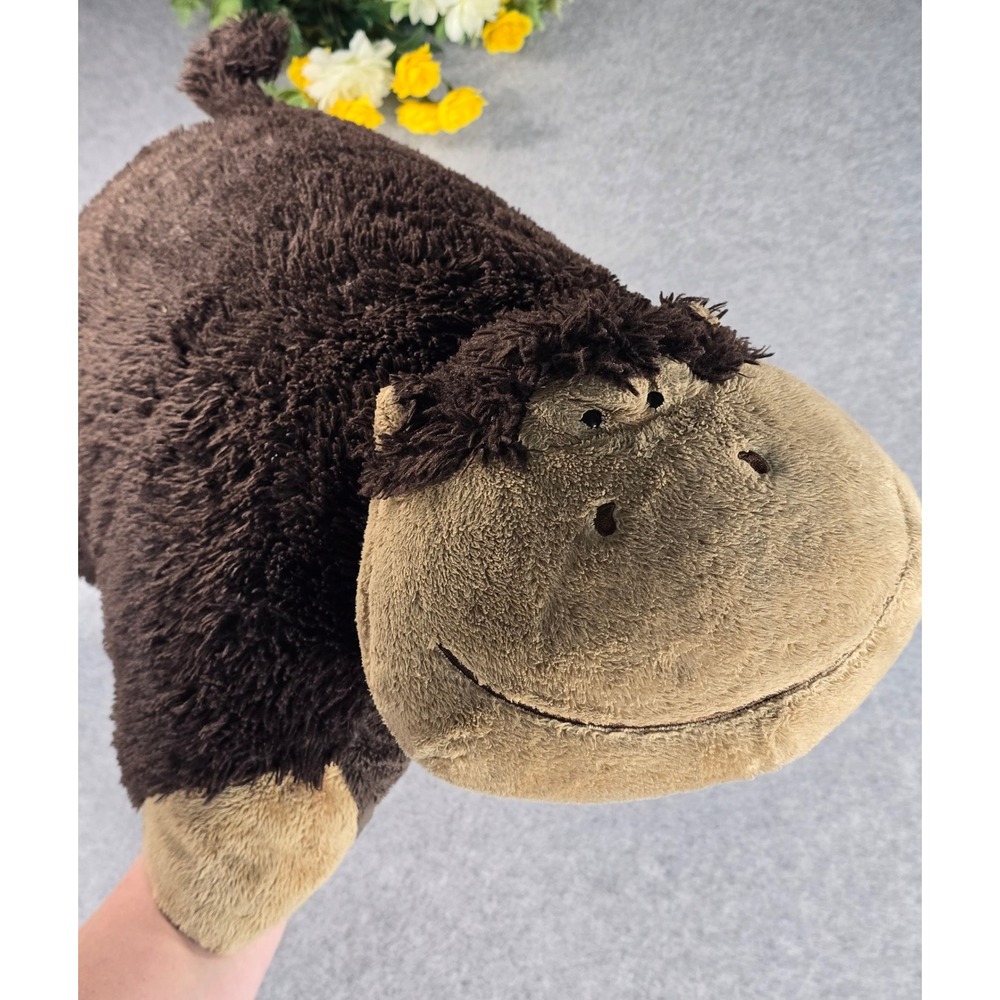 Original Pillow Pets Brown Monkey Gorilla Ape Foldable Plush 18" Stuffed Animal